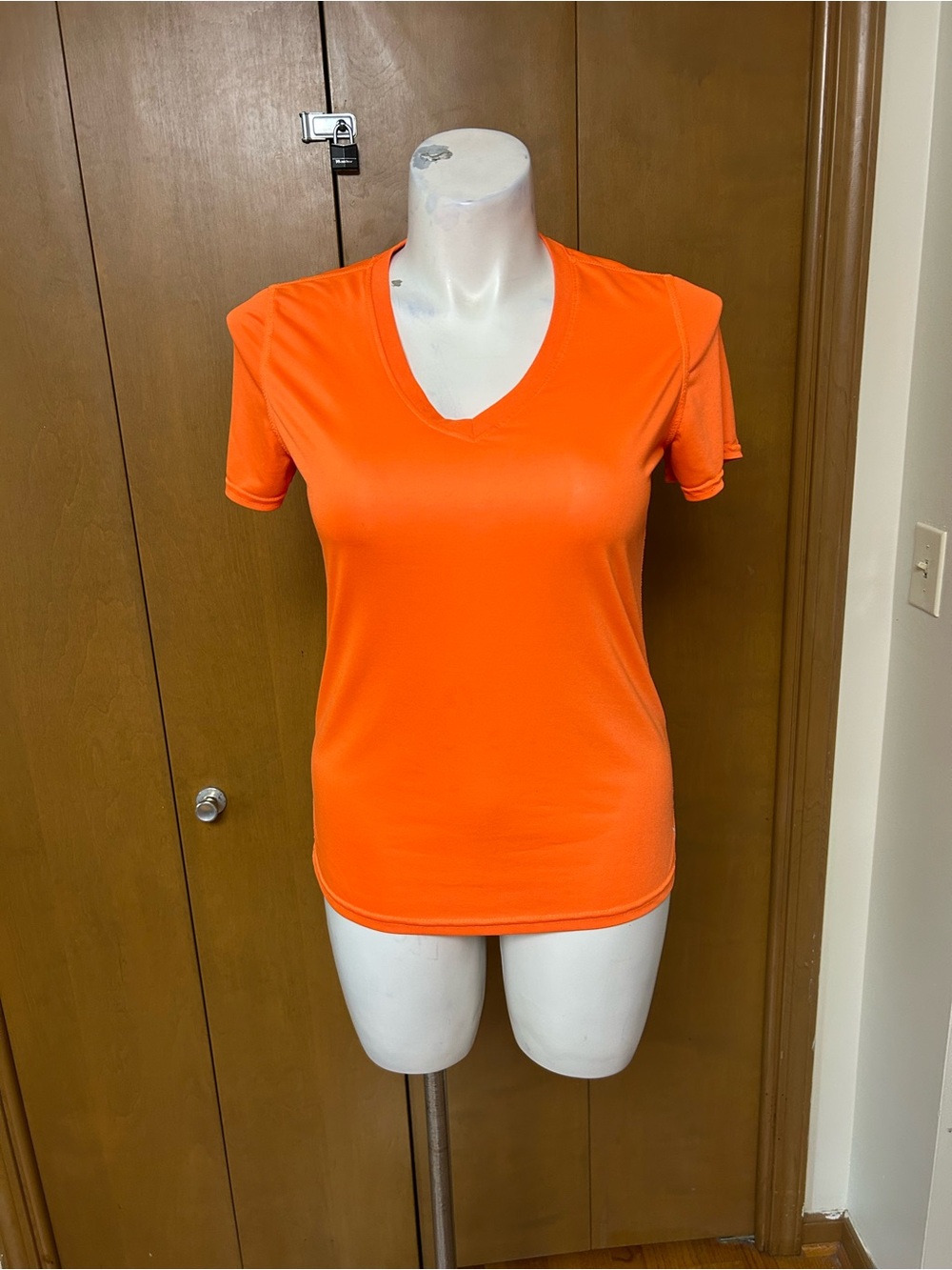 Danskin Bright Orange V-Neck Short Sleeve Tee